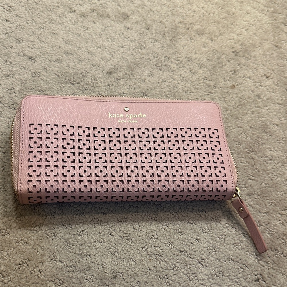 Kate Spade Blush Pink Perforated Wallet